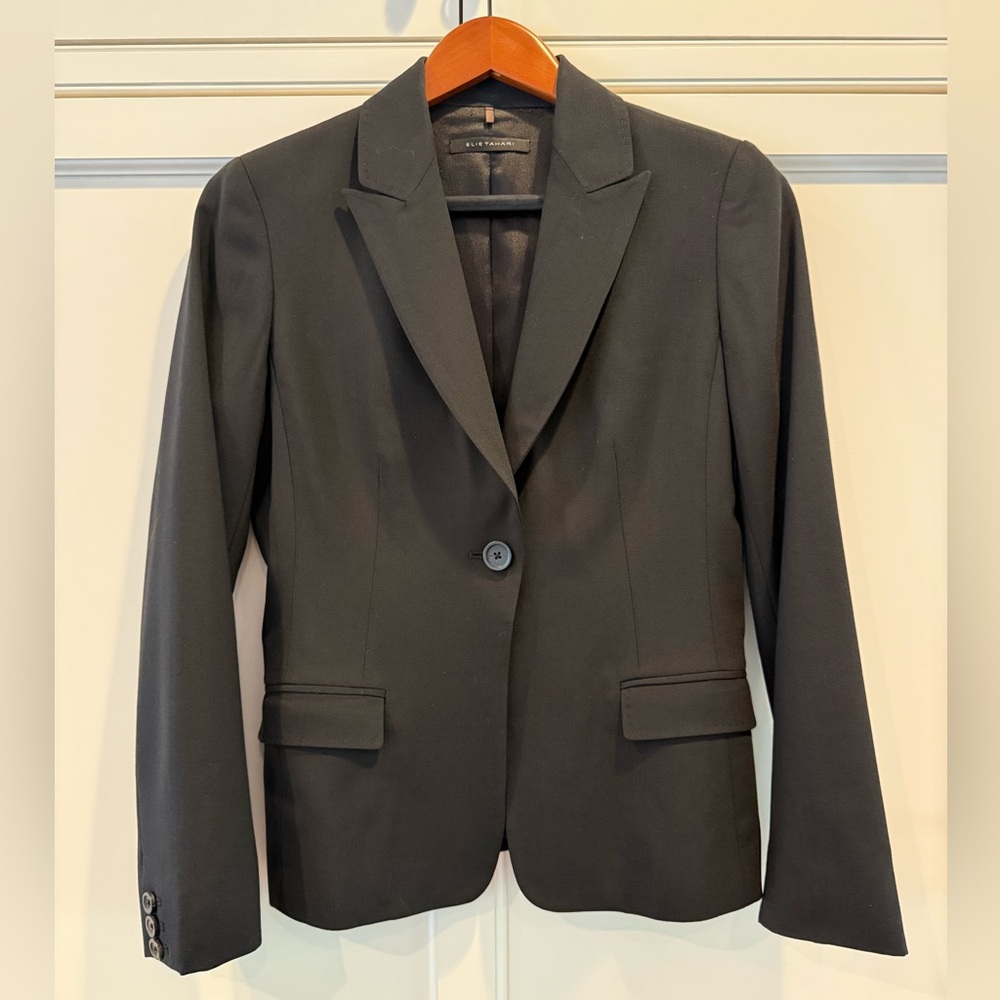Elie Tahari Black Blazer Professional Suit Jacket